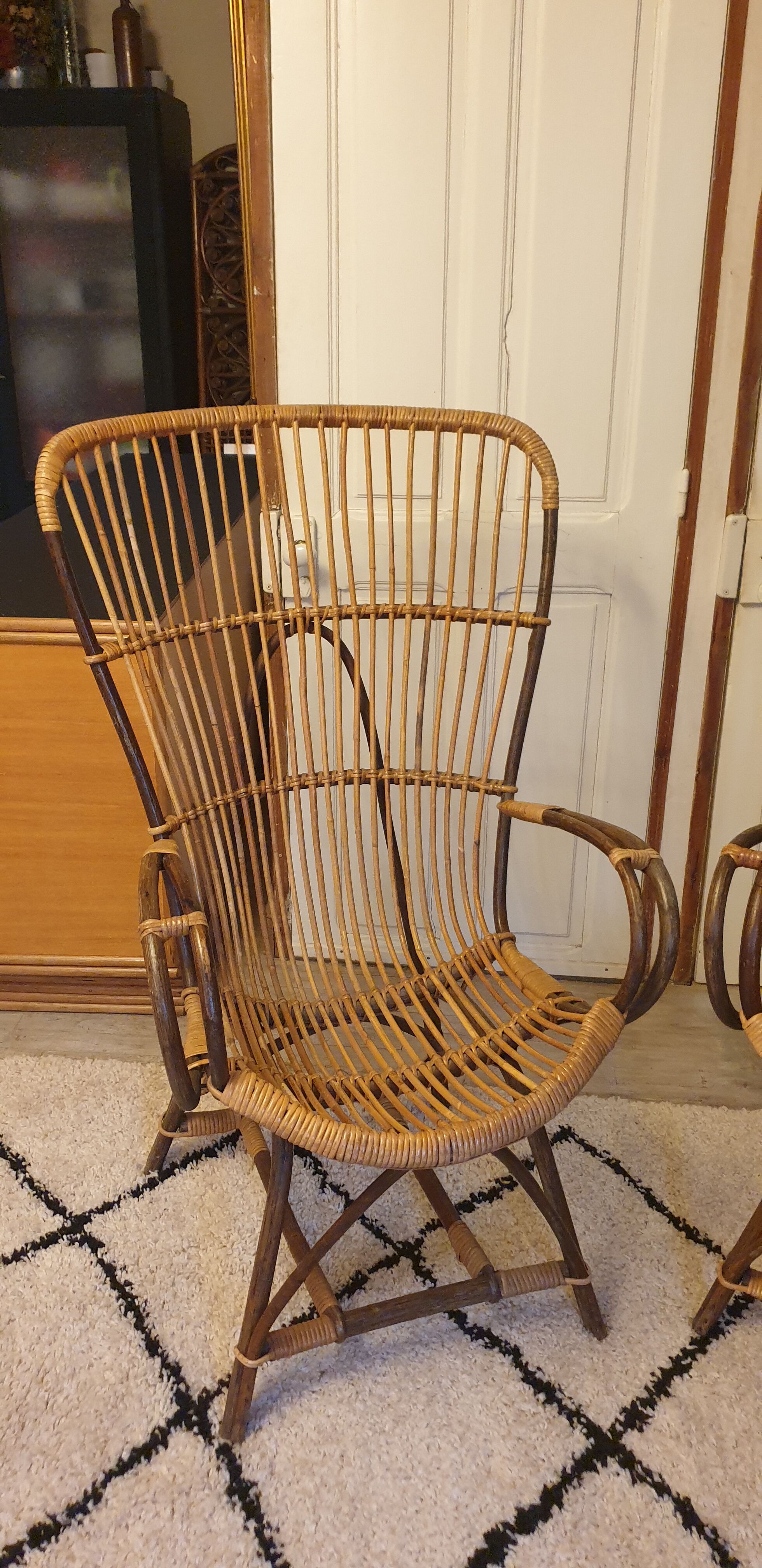 Pair of rattan armchairs