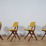 Mid-Century Teak Dining Chairs  Scissor by Louis van Teefelen for Wébé, Netherlands, 1950s, Set of 4