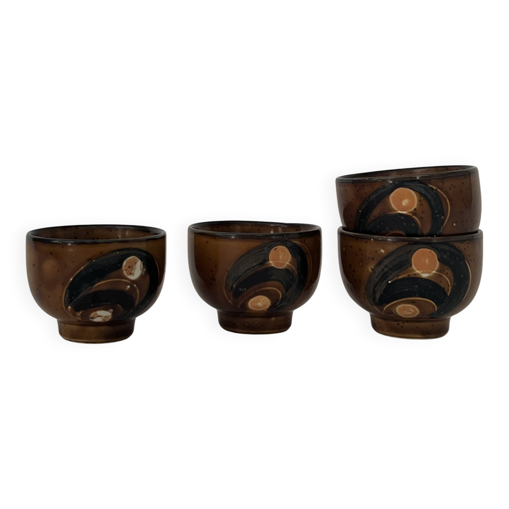 Set of 4 ceramic cups, Japanese pottery, circa 1960/70