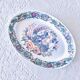Large vintage Italian oval dish decorated with birds, flowers and fruits