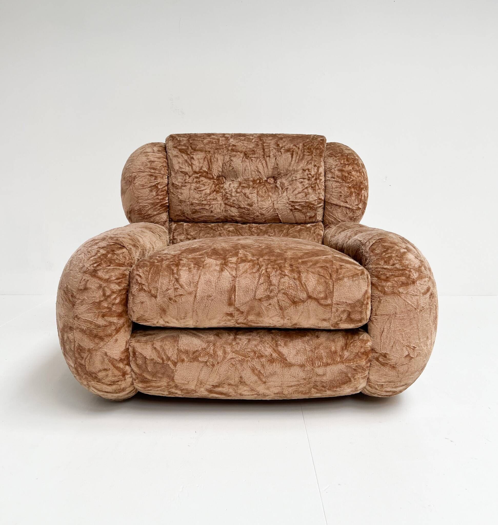 Fauteuil XL italien en velours, années 1970