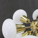 1970s Brass 9-Flamming Chandelier by Sputnik , Czechoslovakia