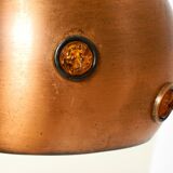Original 1960s solid copper pendant lamp with orange synthetic glass stones