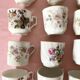 Old flowery coffee cups mismatched
