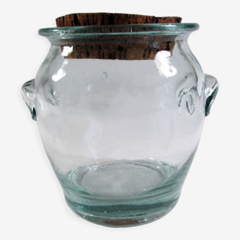 Thick glass jar and cork stopper