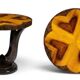 Guéridon rond Art Déco en bois de hêtre