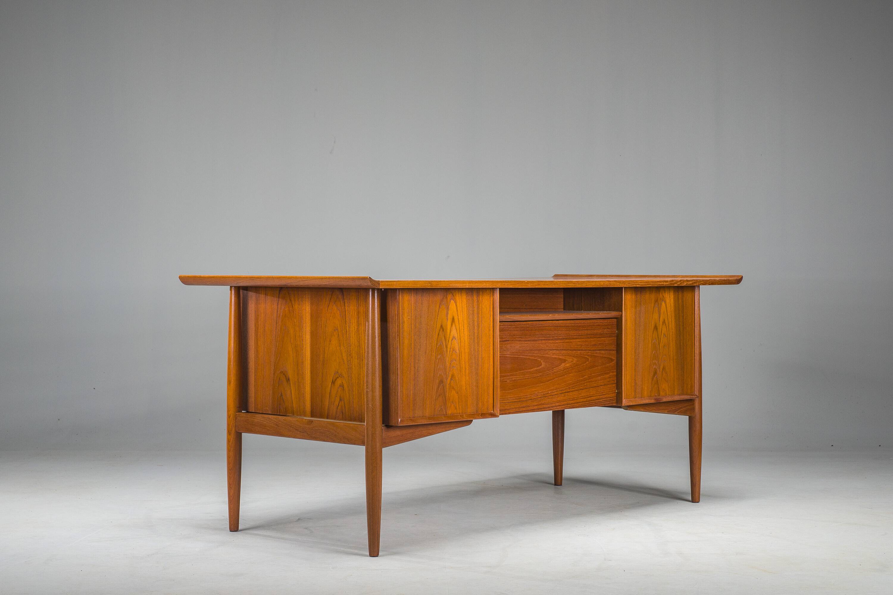 Danish Teak Executive Desk by Arne Vodder for H.P. Hansen, 1960s