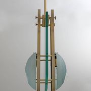 Gallotti & Radice Mid-century Modern Italian Brass and Crystal Pendant, 70s