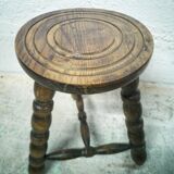 Turned wood tripod stool