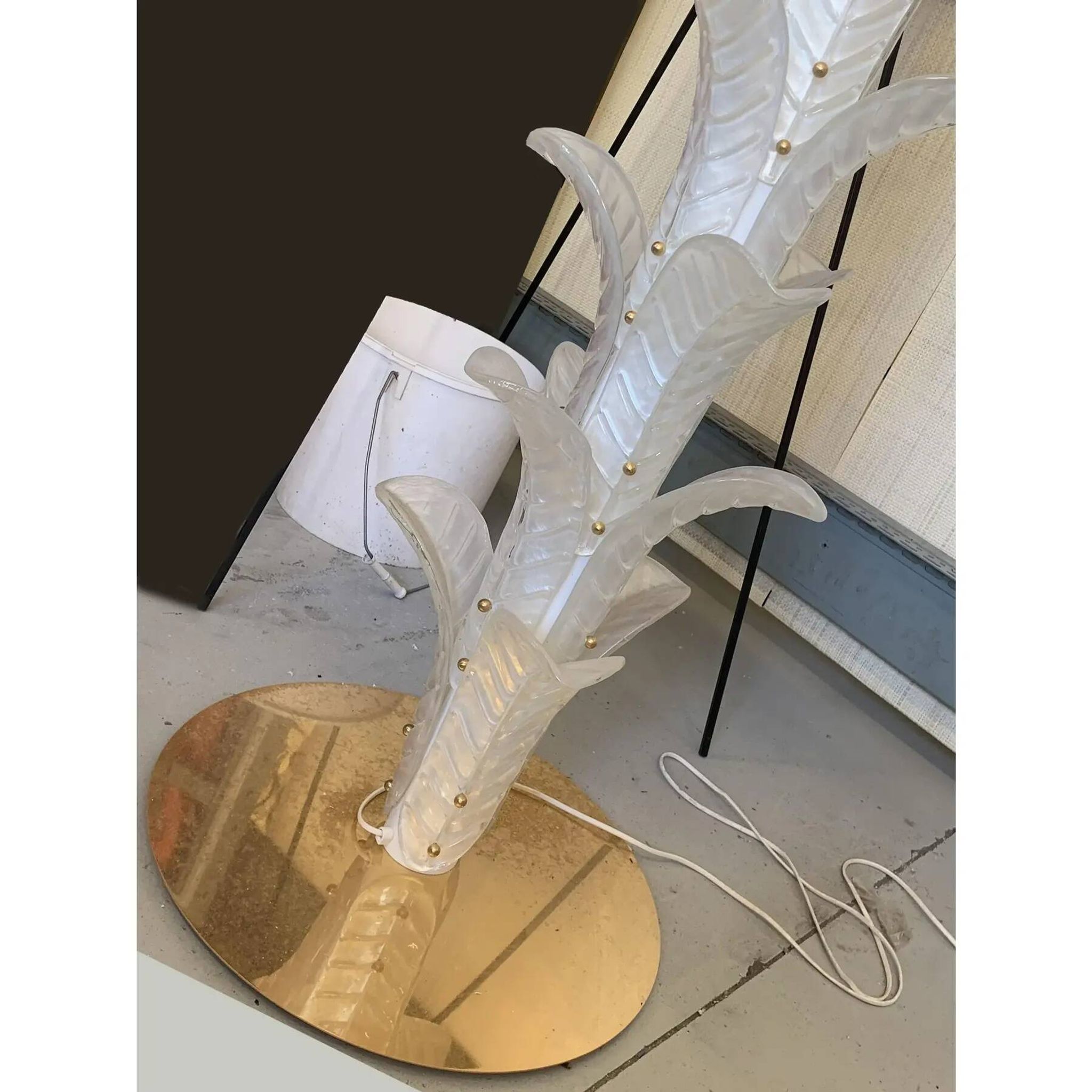 Vintage Opalino Palm Tree Murano Glass Floor Lamp, in the Style of Napoleon