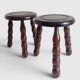 Mid-Century Chestnut Wood Stools Attributed to Charles Dudouyt, 1950s