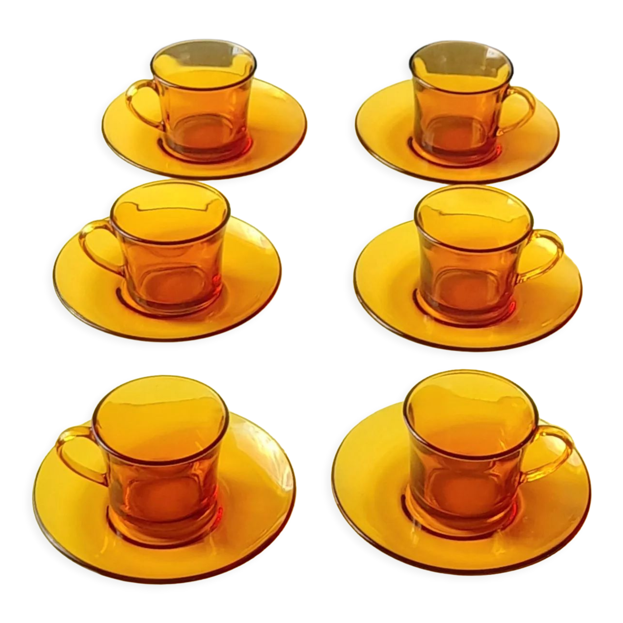 Amber glass coffee cups 70s