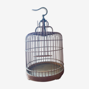 Cage à oiseaux ancienne en bambou et en bois