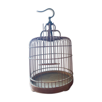 Cage à oiseaux ancienne en bambou et en bois