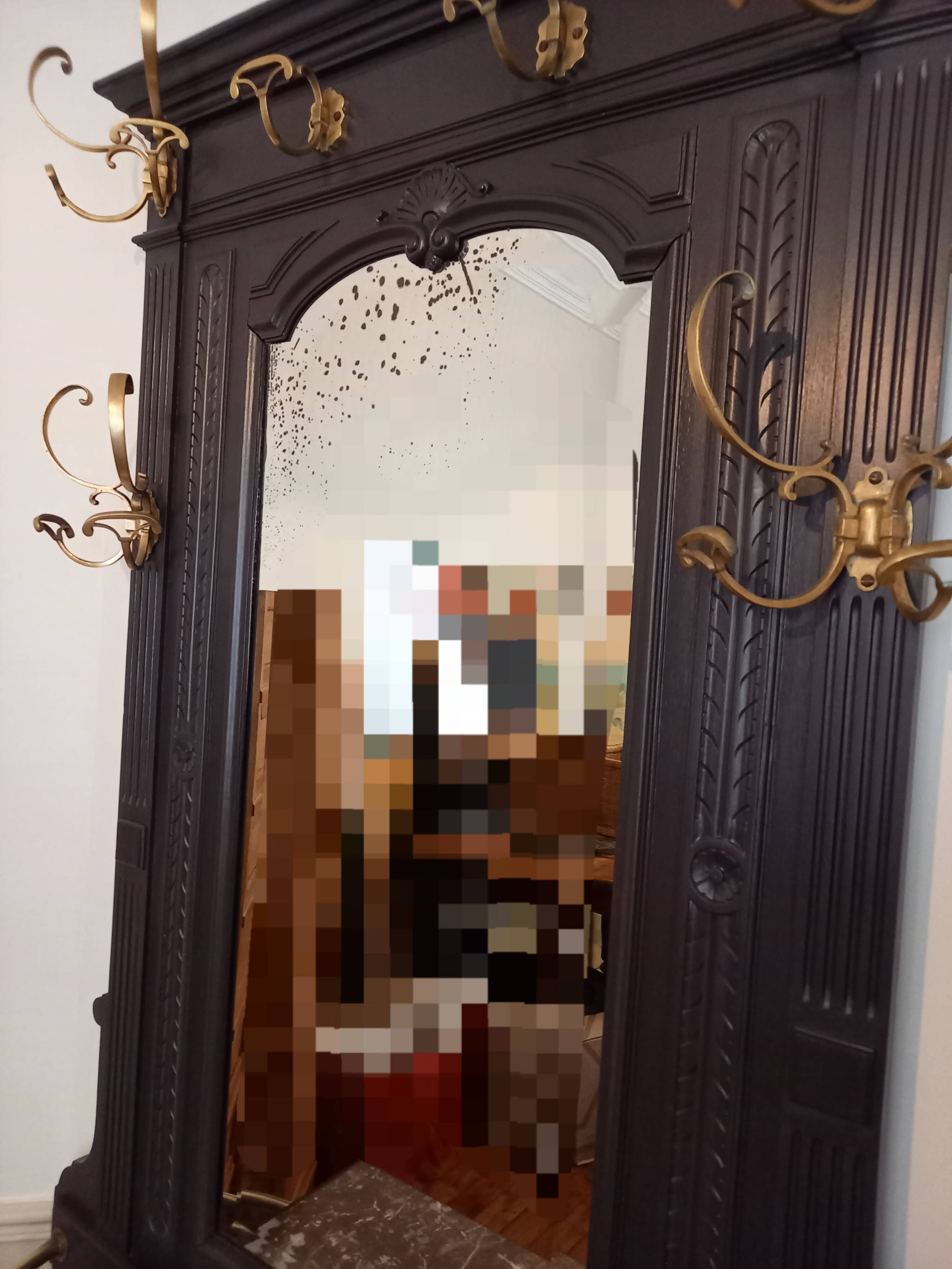 Porte-manteau /Vestiaire ancien revisité, Napoléon III, en noyer peint