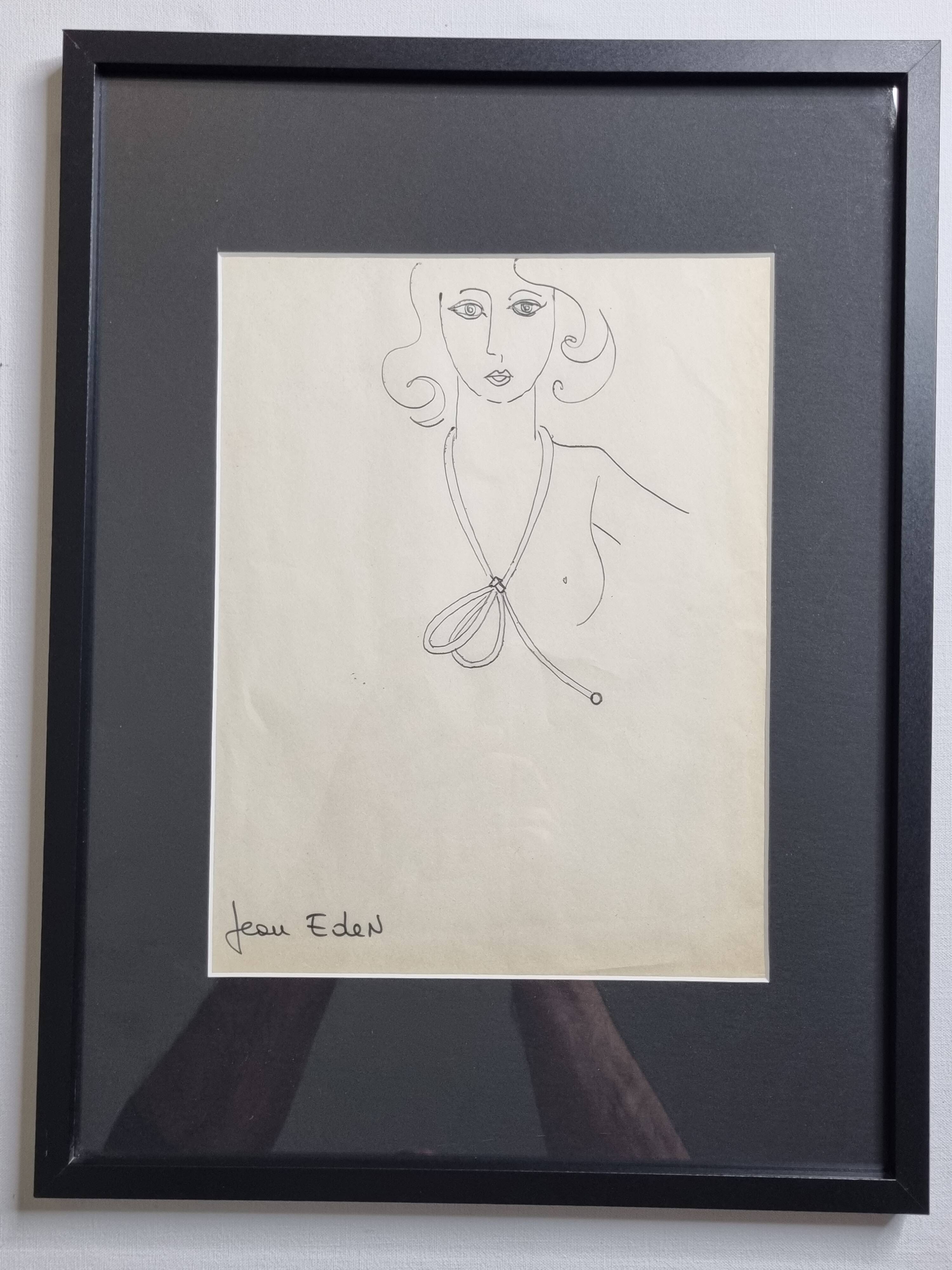 Fashion sketch (accessories), original drawing, signed by Jean Eden, 60s-70s