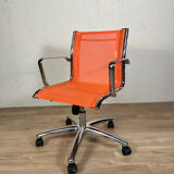 Designer office chair - Orange mesh and chrome base