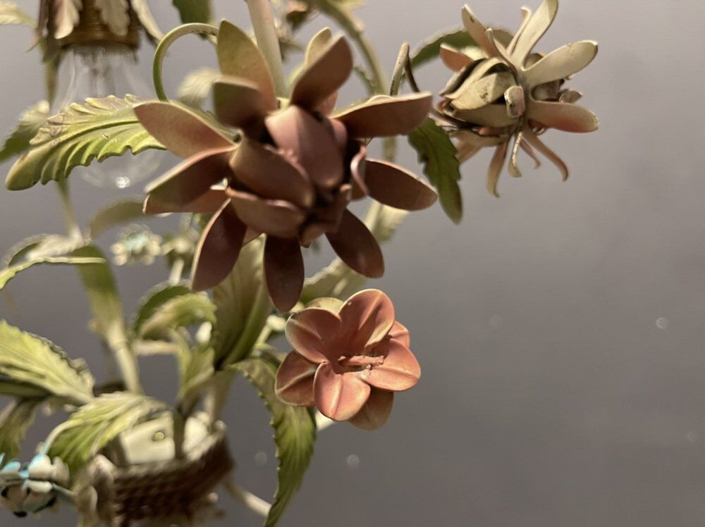 Italian tole flower chandelier, 1960s
