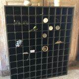 Old wooden shelf door bottle