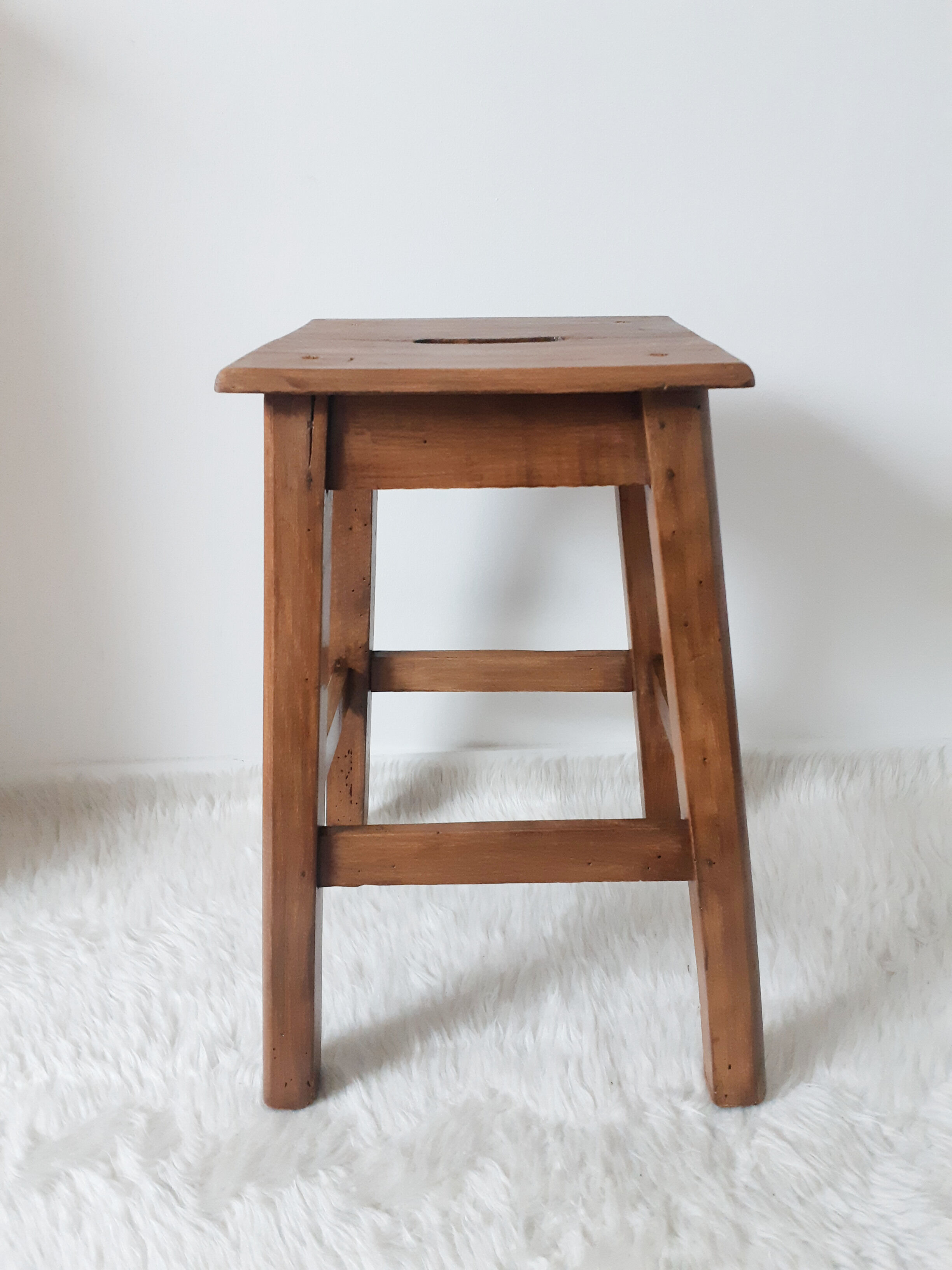 Antique solid wood stool, antique French
