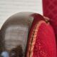 1950s, Danish design, armchair, original condition, red cotton-wool fabric.