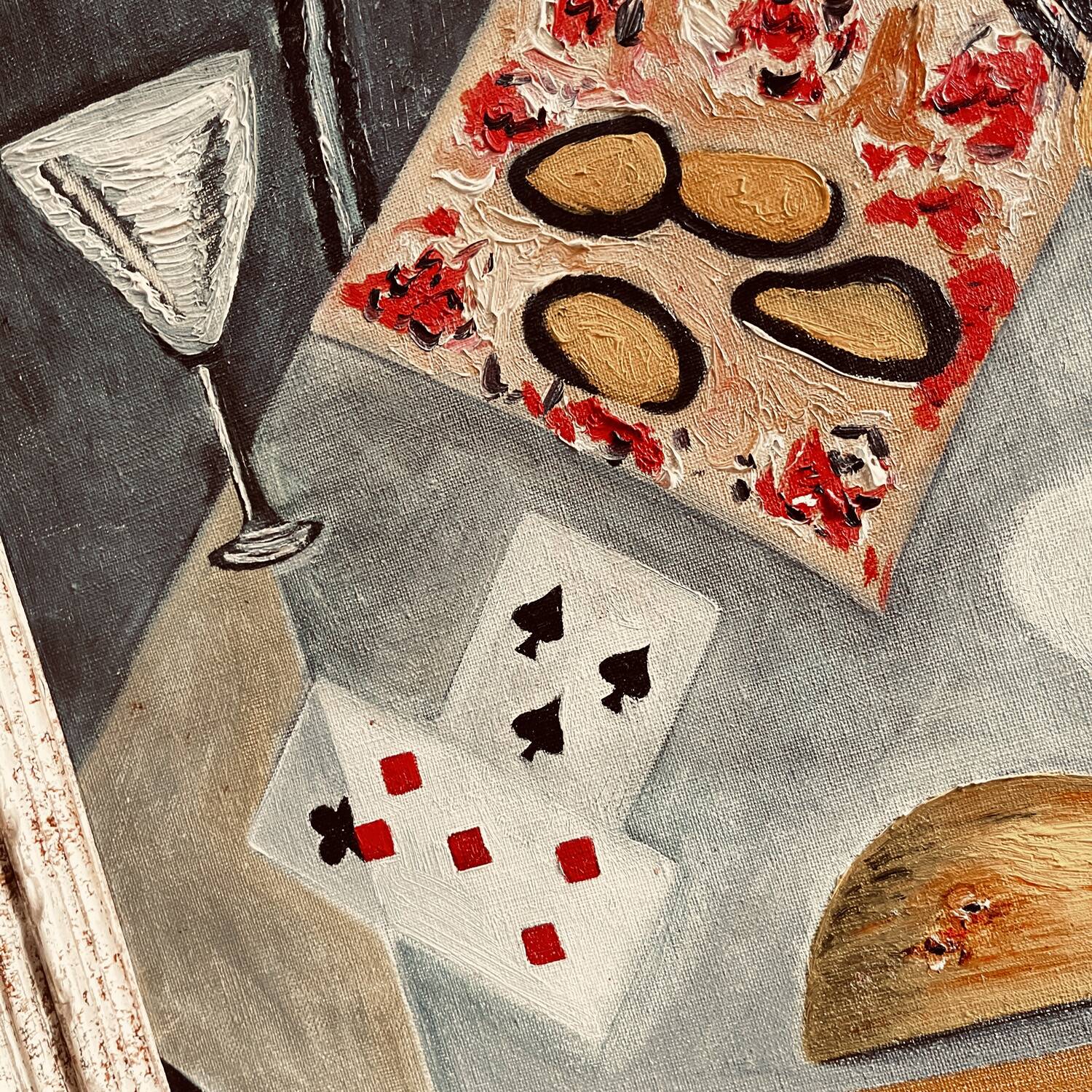 Tableau 1960 "The Card Game" signed D.G.