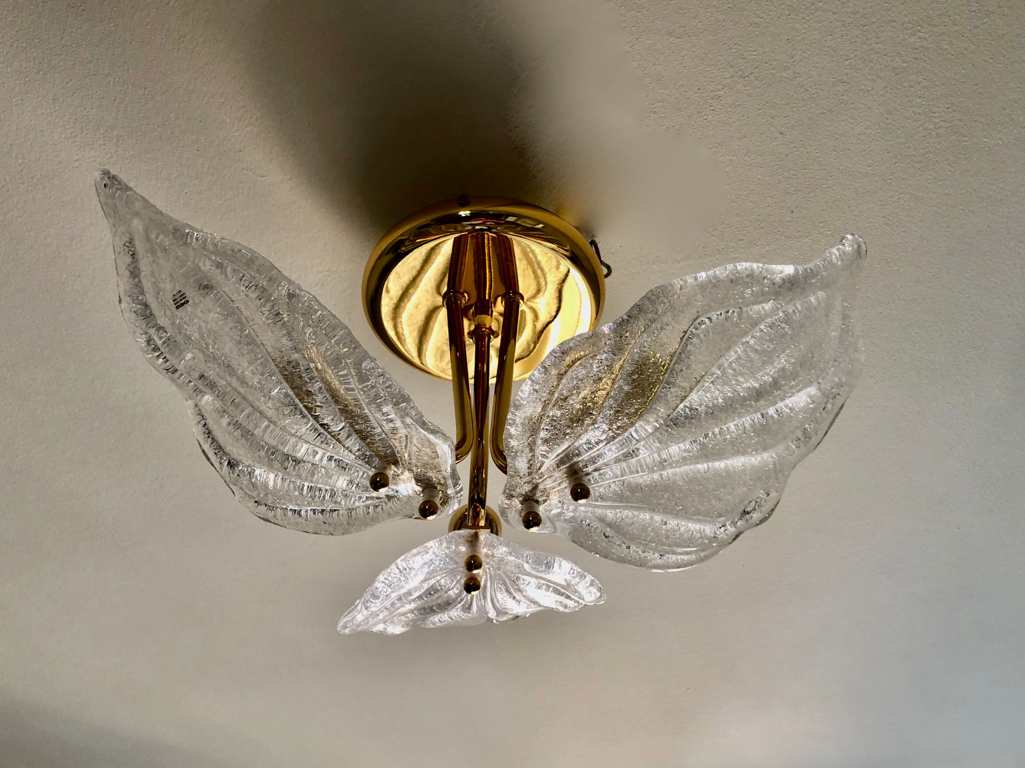 3-sheet Murano glass ceiling lamp for Novaresi