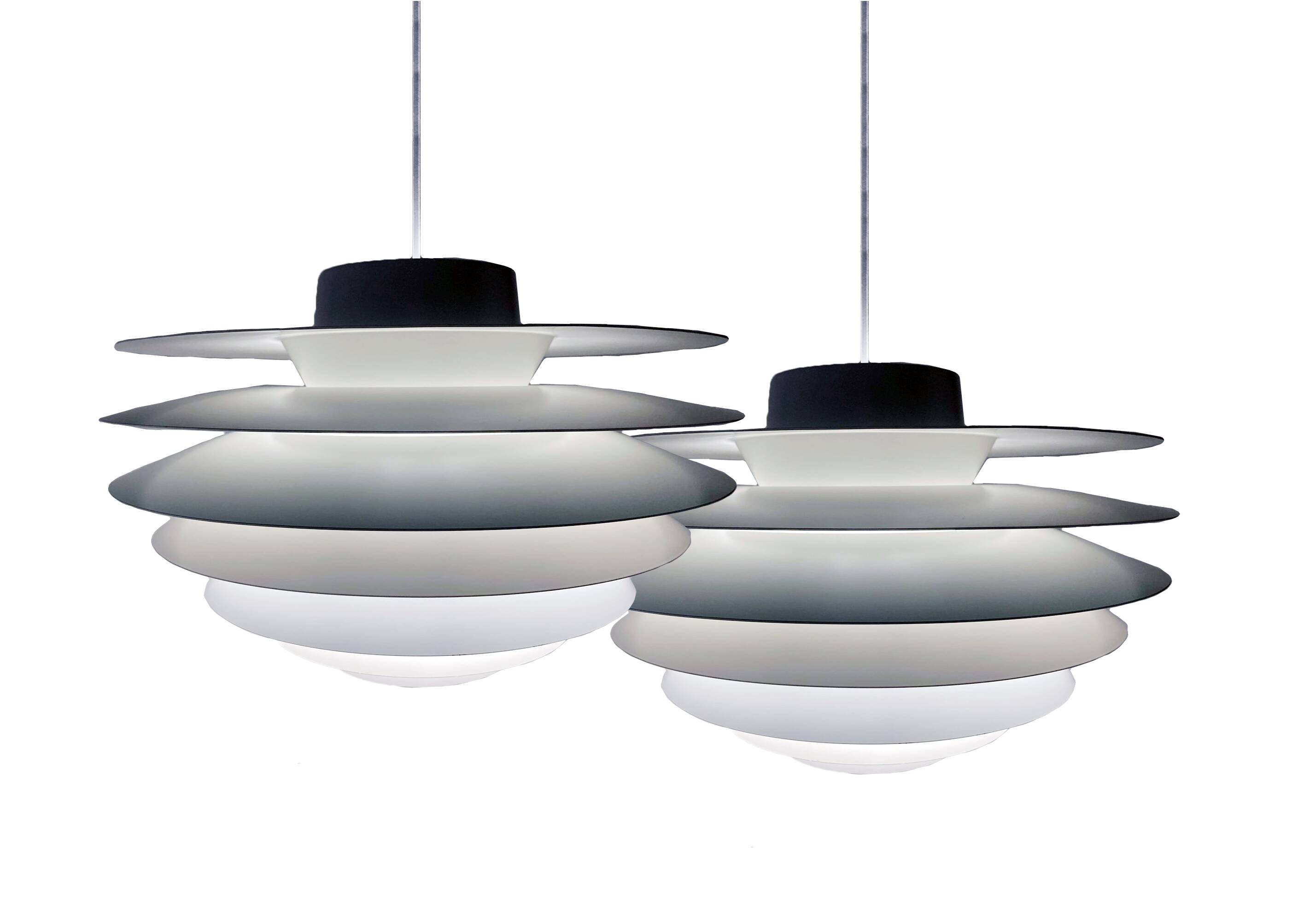 2 Scandinavian Pendant Lights • Verona • Svend Middelboe • Nordisk Solar • 1968