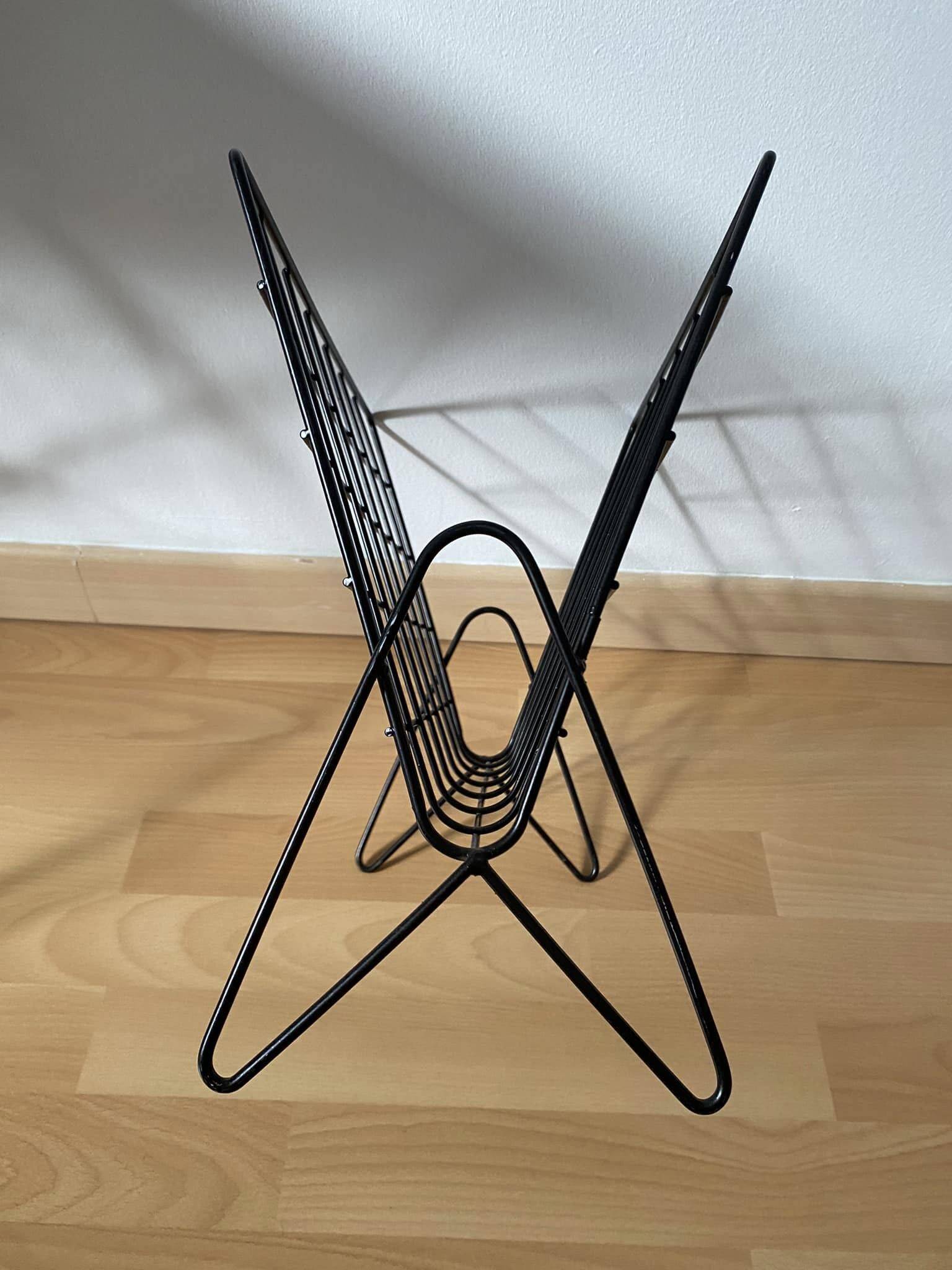 Black galvanized metal magazine rack