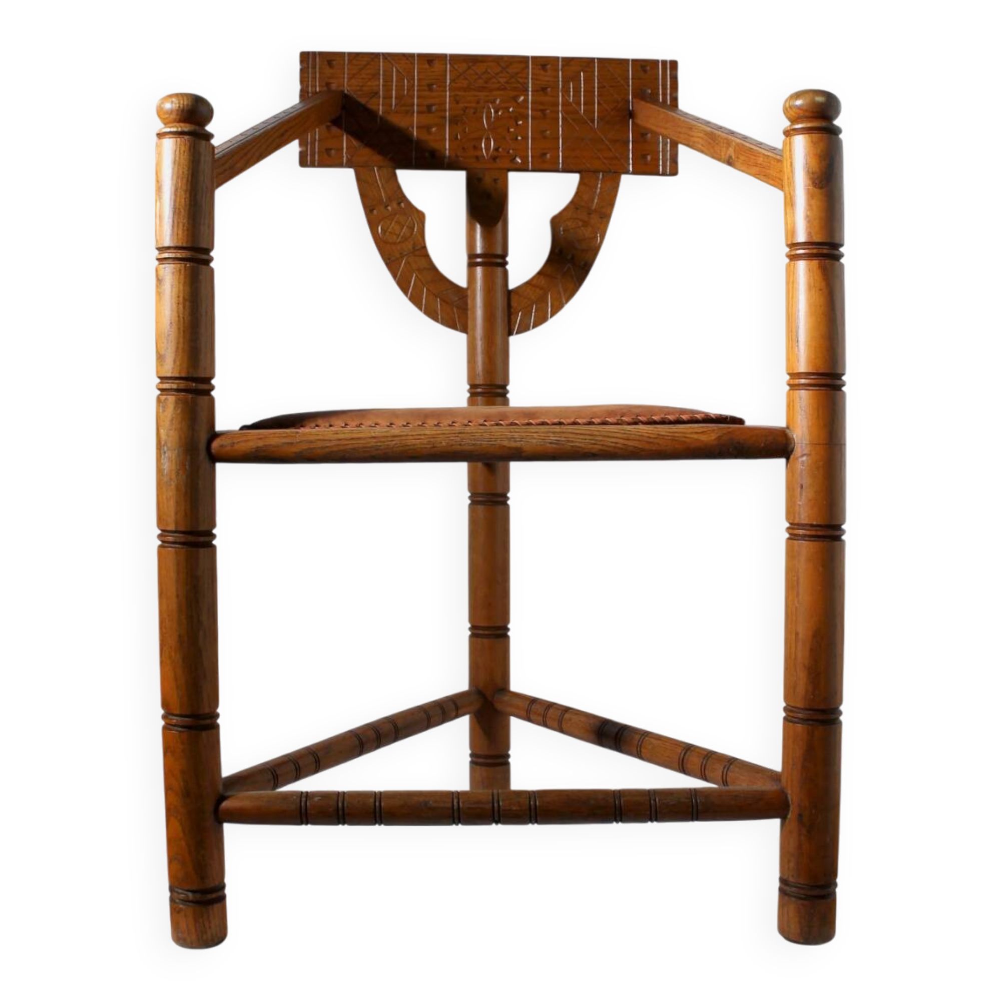 Swedish Carved Oak Monk Chair, 1930s