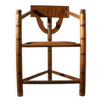 Swedish Carved Oak Monk Chair, 1930s