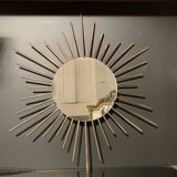 Vintage sun mirror, 1960 gold metal - 60cm