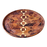 Geometric patterned wooden tray