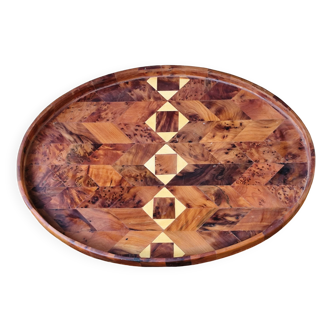 Geometric patterned wooden tray
