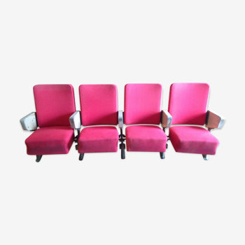 Banquette de cinéma 4 places des années 50