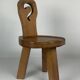 Sculptural Brutalist Chunky Tripod Stool in Oak, 1960s