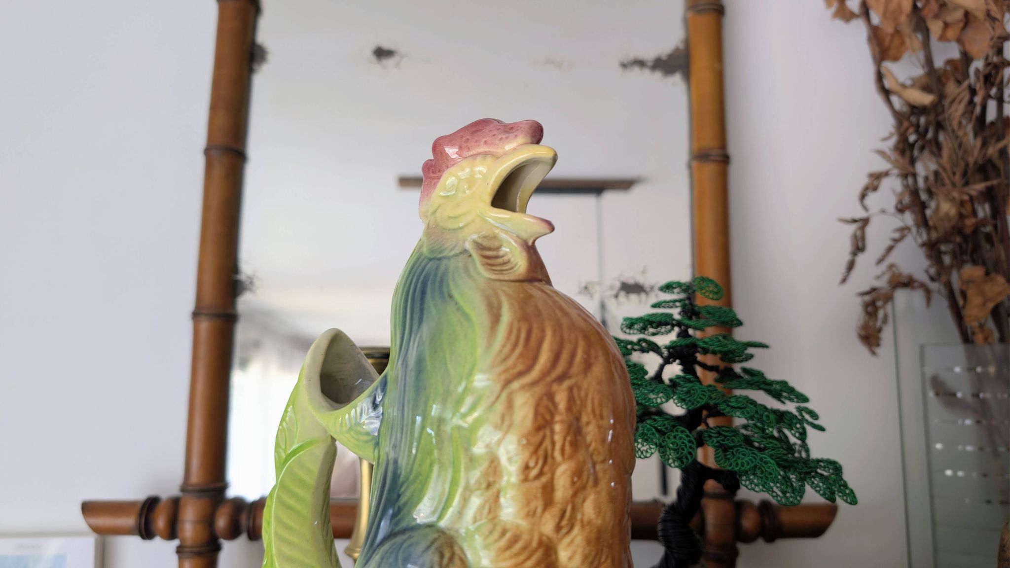 Large vintage rooster jug Saint-Clément country house spirit