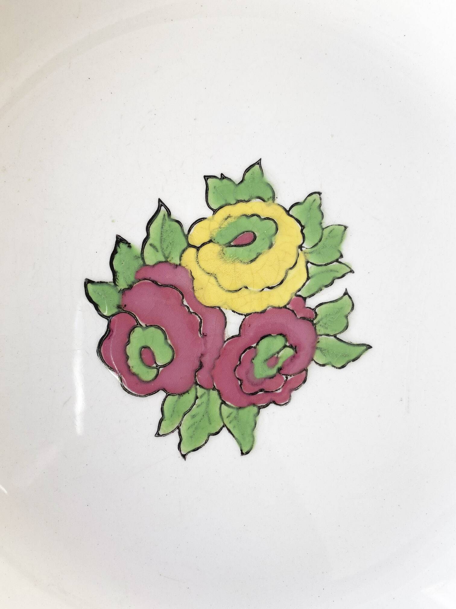 4 iron earth flat plates Salins floral decoration perfect condition