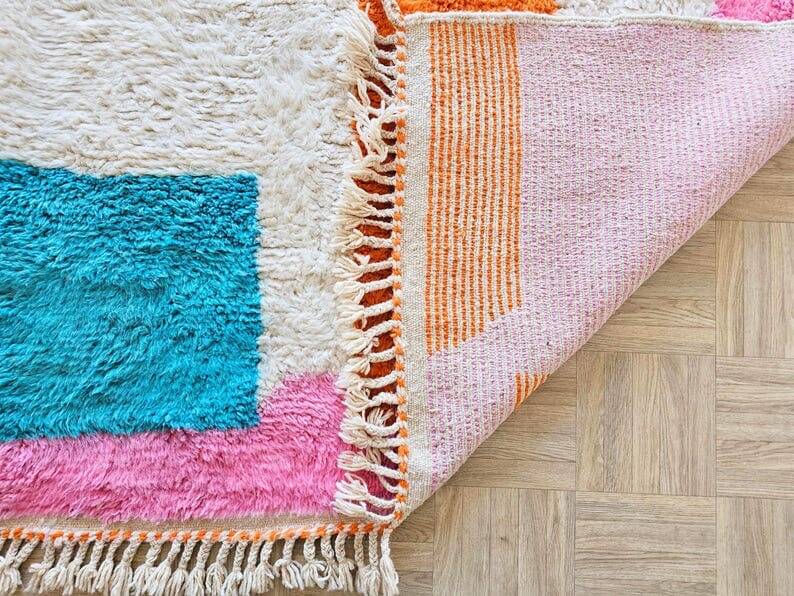 Colorful natural pure wool rug, size 200 x 300 cm