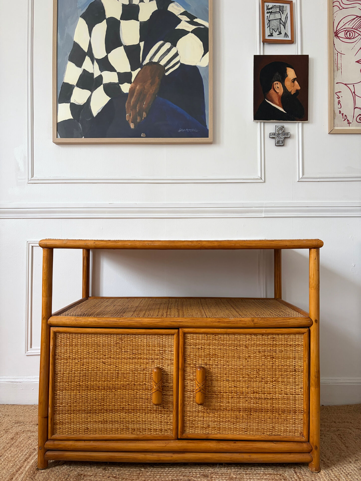 Vintage rattan sideboard