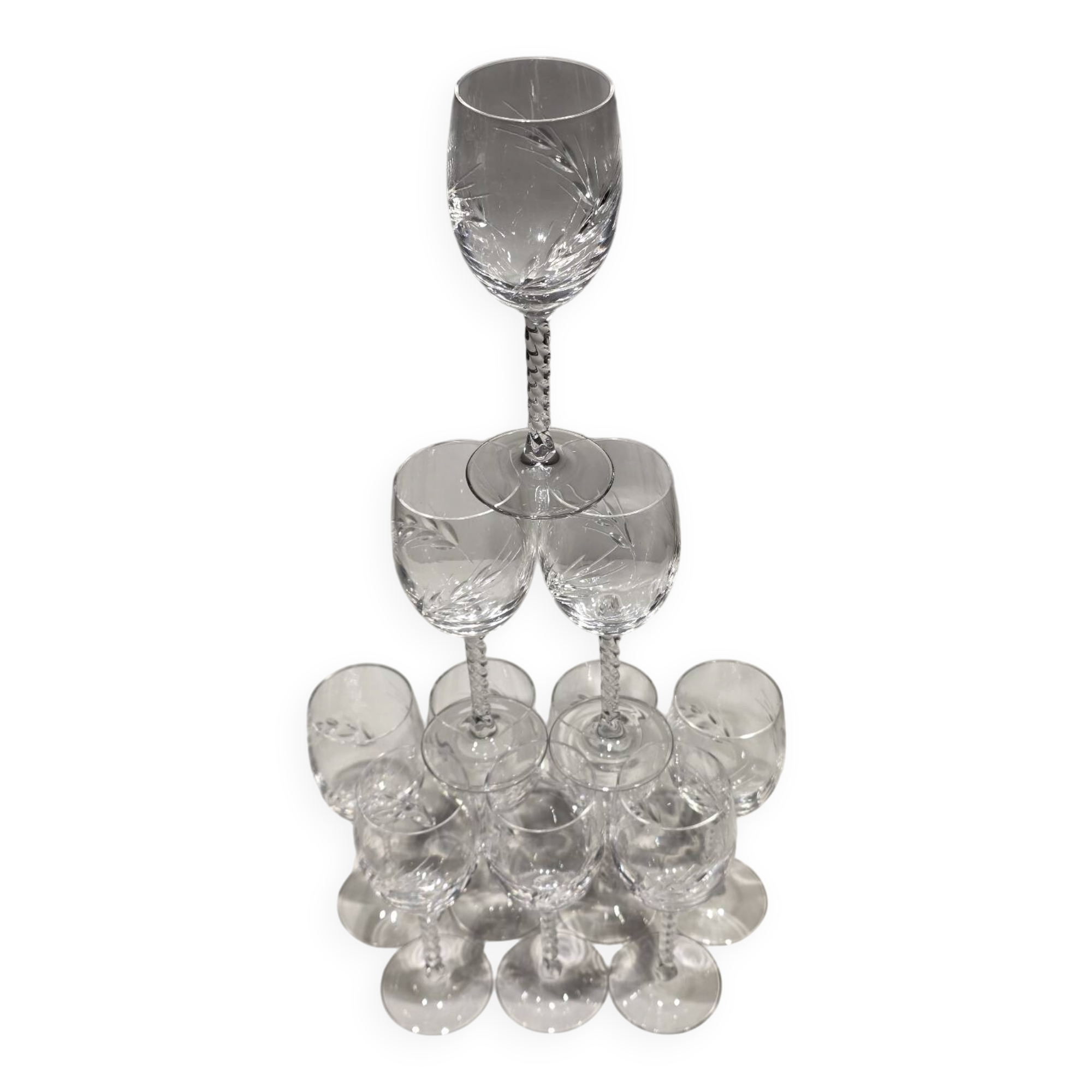 Lot 10 verres cristal d’Arques modèle Épi