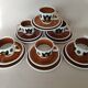 6 cups and cake plates Kimono Boch La Louvière