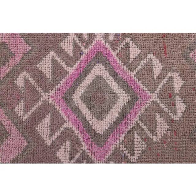 Vintage Turkish Oushak Handmade Wool Cotton Pink Runner Rug 294x283