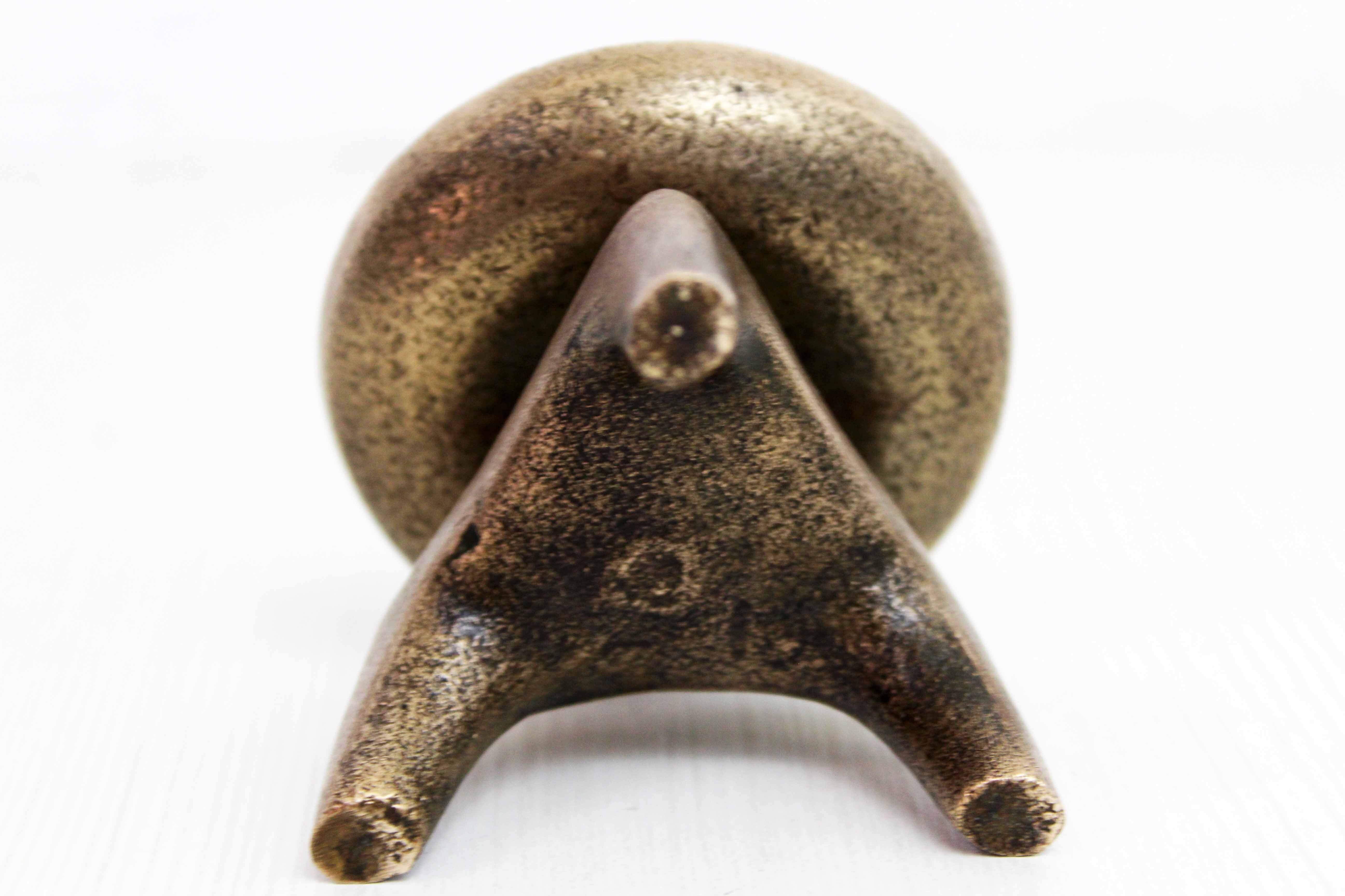 Brutalist bronze candle holder