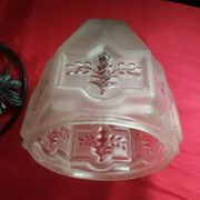 Wrought iron lamp and its opaque molded glass 1900 has 30 art deco electricity to the standard