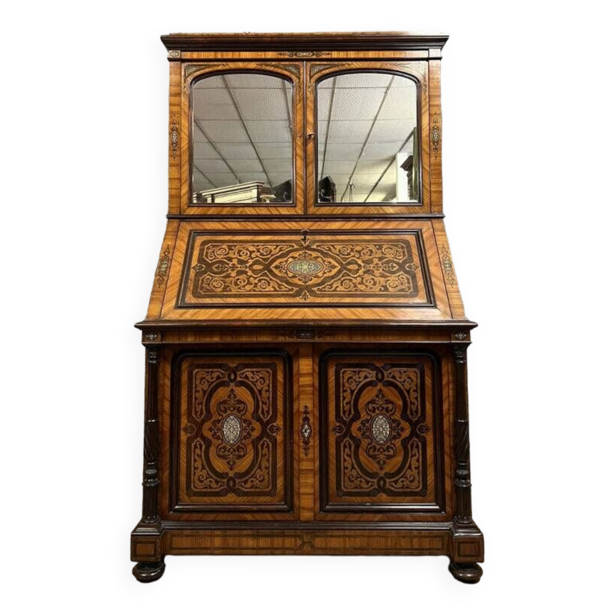 Lemarchand-Lemoine: Scriban cabinet stamped Napoleon III period in marquetry