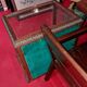 Rare counter display case / exhibition case in walnut display case.