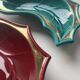 3 green and burgundy leaf-shaped bowls Verceram