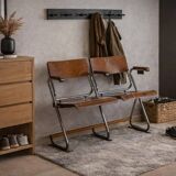 Two-seater folding bench, Bauhaus style, 1930s, Czechoslovakia