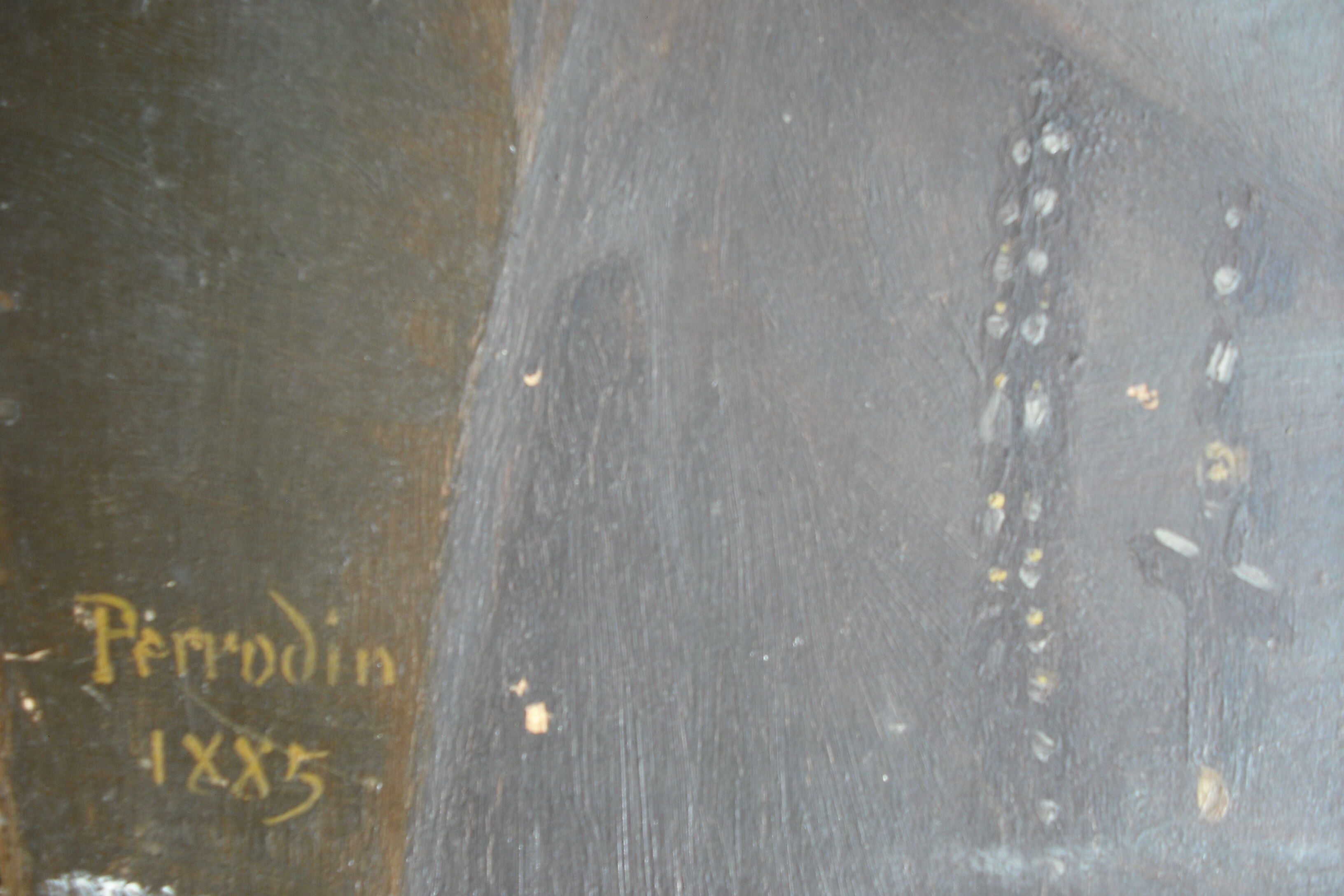 Signed portrait - Horned nun 42.5 / 32.5 on panel